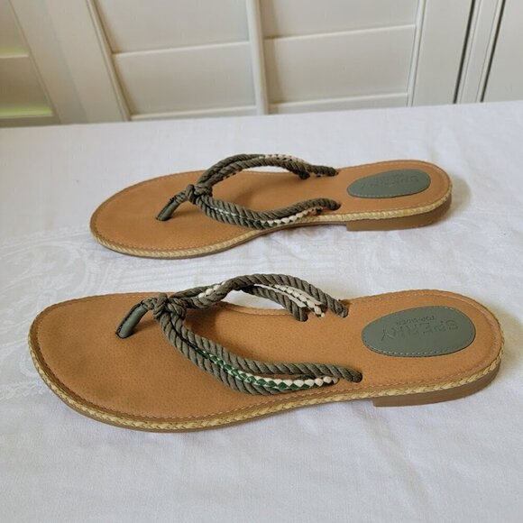 Sperry Size 8.5 Anchor Coy rope sandal flip flop olive green - Picture 5 of 7